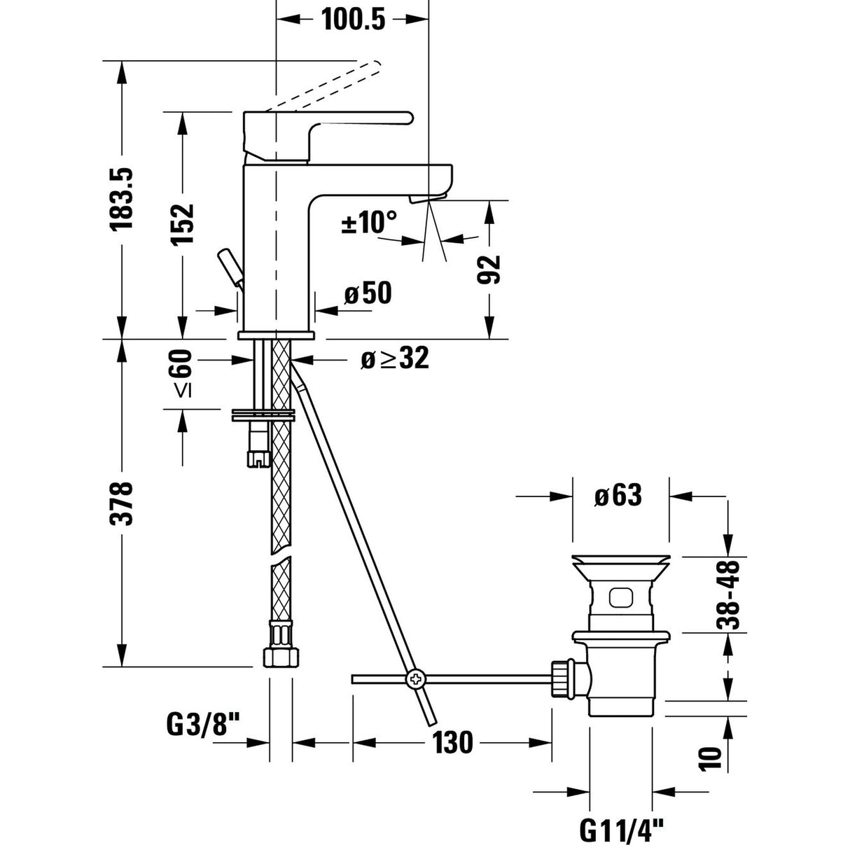 DURAVIT Mitigeur de lavabo sans vidage B.2