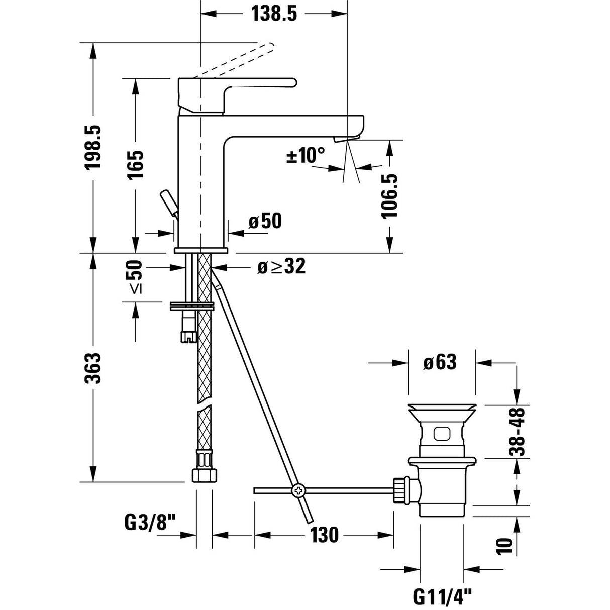 DURAVIT Mitigeur de lavabo avec vidage B.2