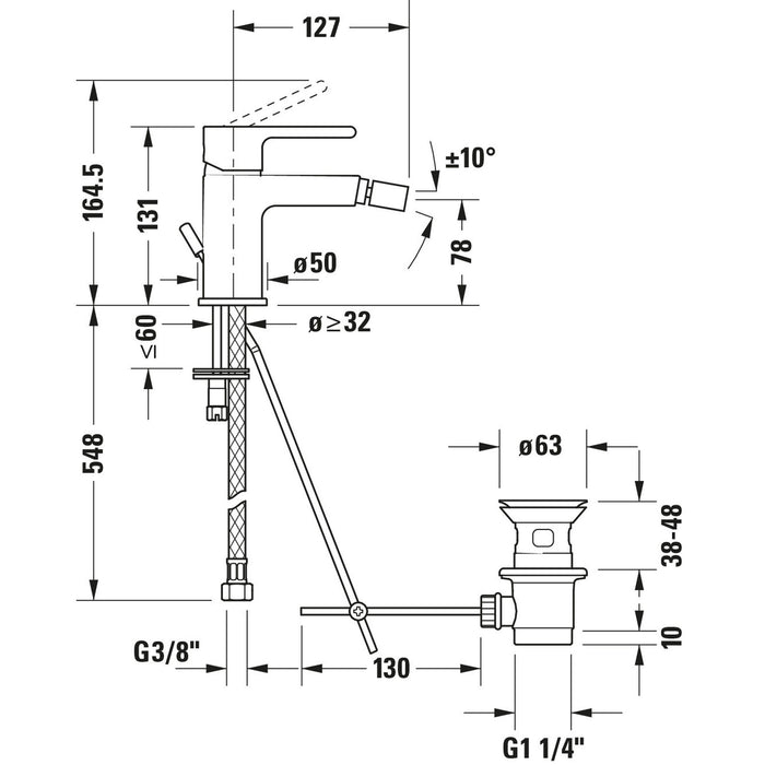 Duravit B.2 Mitigeur monocommande de bidet Chromé Brillant - B22400001010