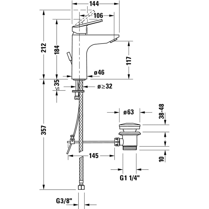 Duravit No.1 Mitigeur monocommande de lavabo avec vidage  - Chromé Brillant