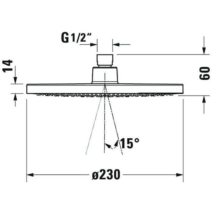 Duravit Douche de tête Chromé/Blanc 1 jet 230 mm - UV0660017010