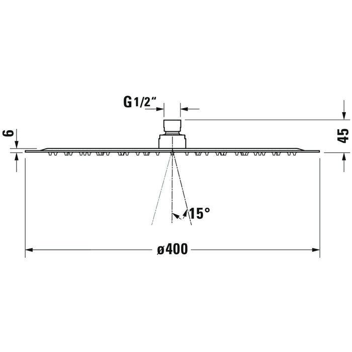 Duravit Douche de tête ronde Chromé Brillant 1 jet 400 mm - UV0660021010