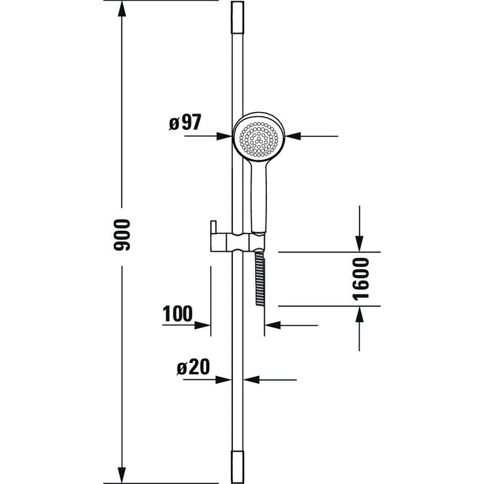 Duravit Set de douche, barre 900 mm, douchette 97 mm, Chromé Brillant - UV0680026000