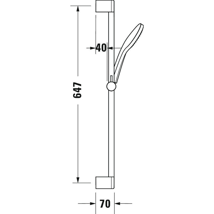 Duravit Set de douche, barre 700 mm, flexible, douchette 1 jet diamètre 110 mm