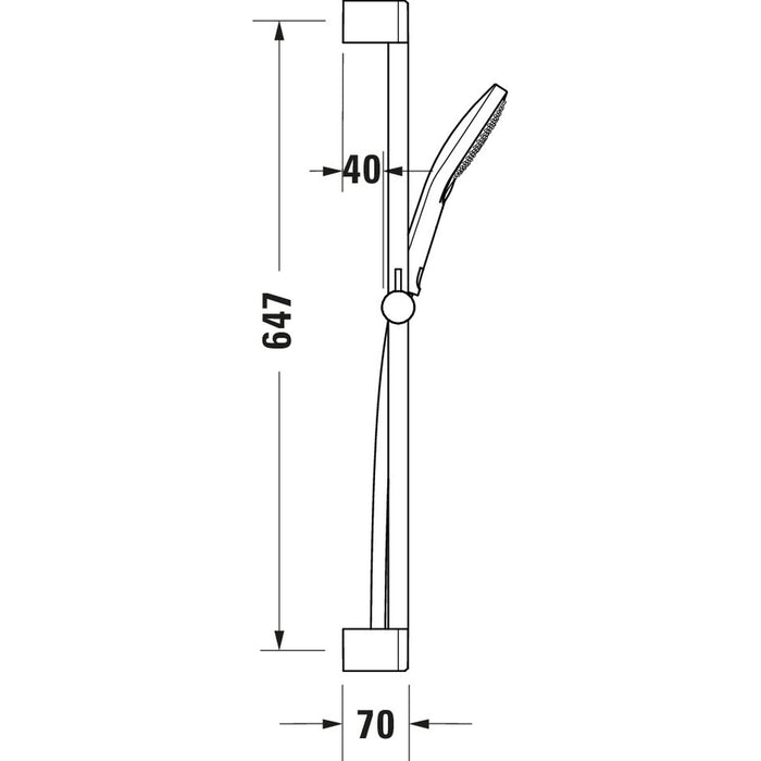 Duravit Set de douche, barre 700 mm, flexible, douchette 3 jets Click! diamètre 120 mm