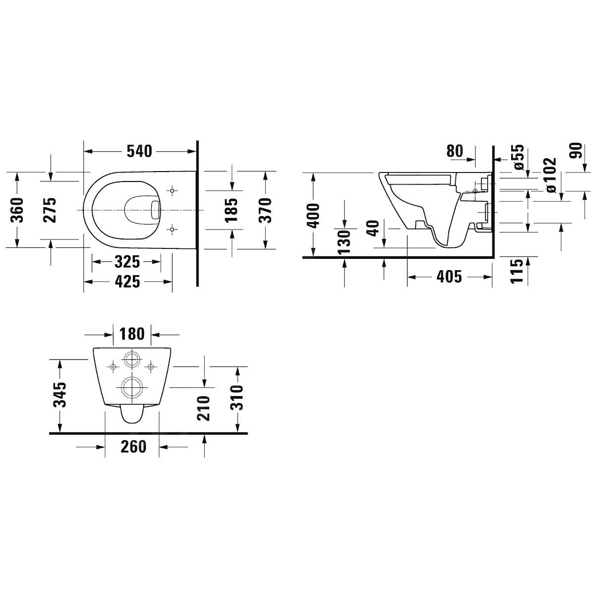 DURAVIT Pack WC suspendu avec abattant frein de chute et système de fixation D-Neo 45770900A1