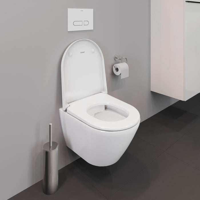 Duravit Pack WC suspendu D-Neo - cuvette Rimeless Compact fixation invisible + abattant frein de chute - Blanc