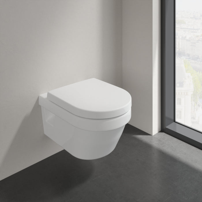 Villeroy & Boch Architectura, Combipack Cuvette suspendue à fond creux sans bride, avec abattant frein de chute