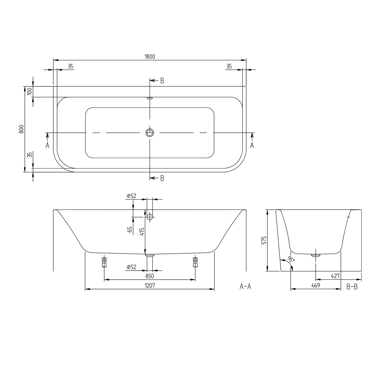 VILLEROY & BOCH Baignoire murale Architectura