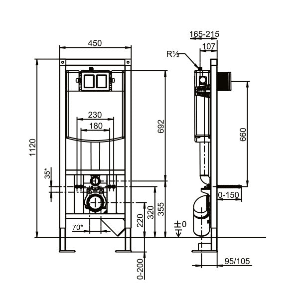 Villeroy & Boch Pack Bâti-support autoportant ViConnect + Plaque de commande + Cuvette suspendue O.Novo