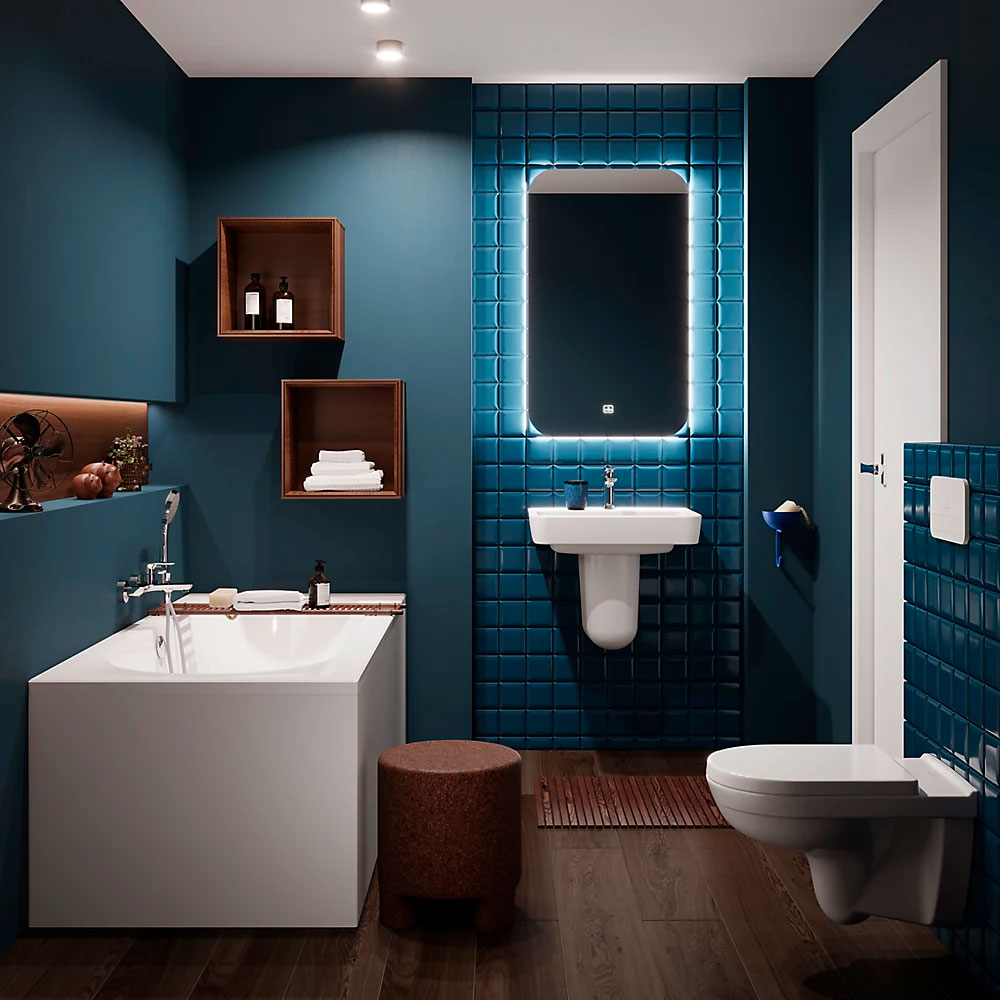 VILLEROY & BOCH Bâti-support sol-mur avec plaque de déclenchement et Cuvette suspendue O.Novo