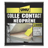 UHU Contact Néoprène liquide - Colle super forte universelle et liquide, adhère immédiatement, transparente, pot 215g