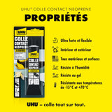 UHU Contact Néoprène liquide - Colle super forte universelle et liquide, adhère immédiatement, transparente, tube 120g