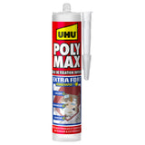 UHU Polymax extra fort invisible- Mastic/colle MSP pour coller, assembler et jointer, séchage rapide, sans solvants, transparent, cartouche 300 g