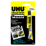 UHU Colle tout Power Flex + Clean - Colle liquide extra forte et rapide, universelle, transparente, tube 18 g