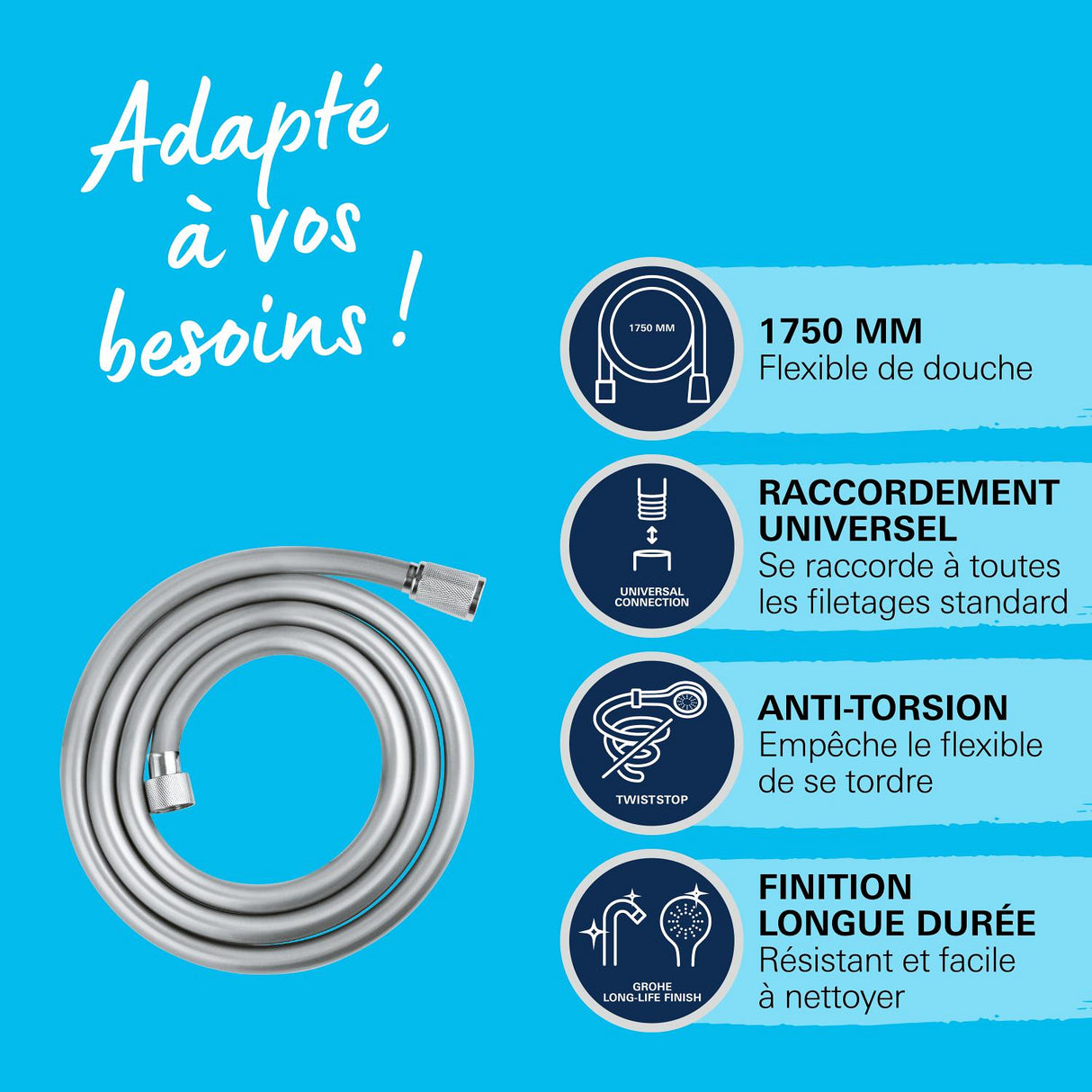 GROHE Flexible de douche 1,75m VitalioFlex Trend 28742002