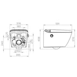 Pack WC suspendu lavant et séchant Saniwash sans bride