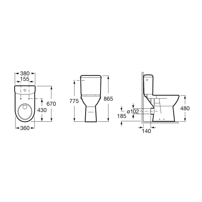 ROCA Pack WC ACCESS PMR surélevé avec réservoir et abattant thermodur