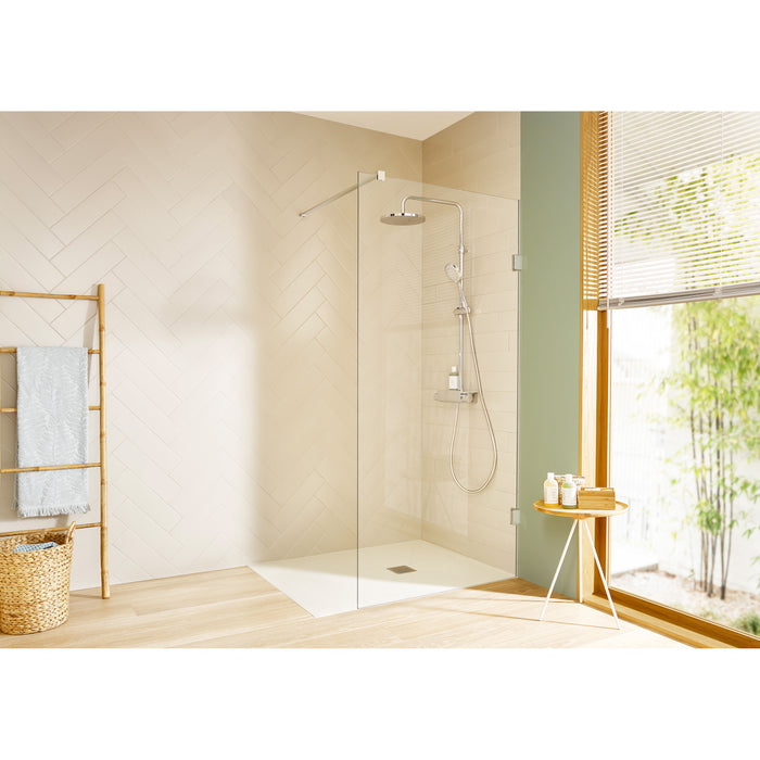 ROCA Receveur de douche rectangle POLO+ résine Stonex antidérapant et découpable avec grille acier inox