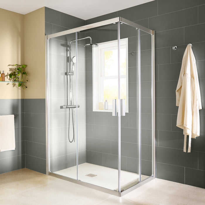 ROCA Receveur de douche rectangle POLO+ résine Stonex antidérapant et découpable avec grille acier inox