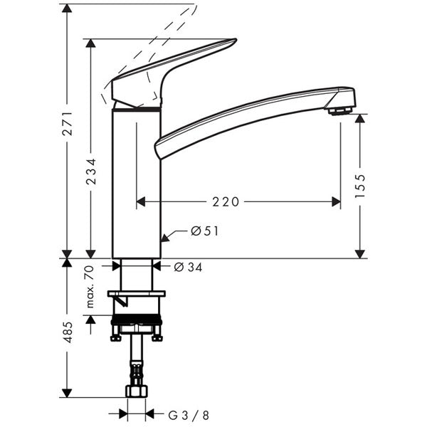 HANSGROHE Mitigeur de cuisine 160 1 jet Logis Eco C3 71839000