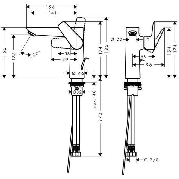 HANSGROHE Mitigeur de lavabo 150 Talis E avec tirette et vidage 71754000