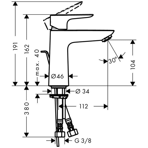 HANSGROHE Mitigeur de lavabo 110 Talis E CoolStart avec tirette et vidage 71713000