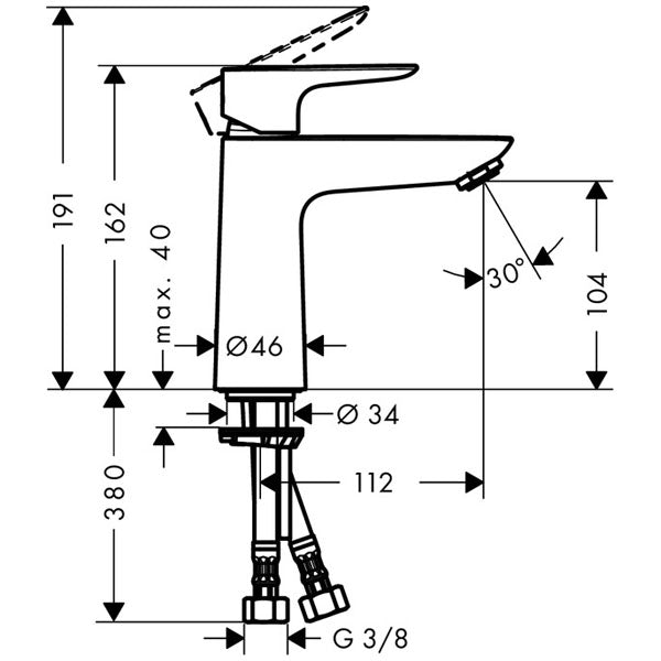 HANSGROHE Mitigeur de lavabo 110 Talis E avec vidage push-open 71711000