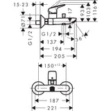 HANSGROHE Mitigeur de bain-douche Logis C2 71401000
