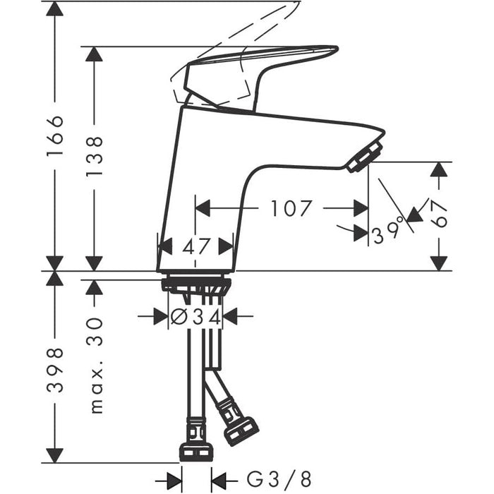 Mitigeur lavabo Logis 70 CoolStart sans tirette ni vidage chromé