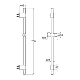ROCA Barre de douche 70 cm avec support Sensum