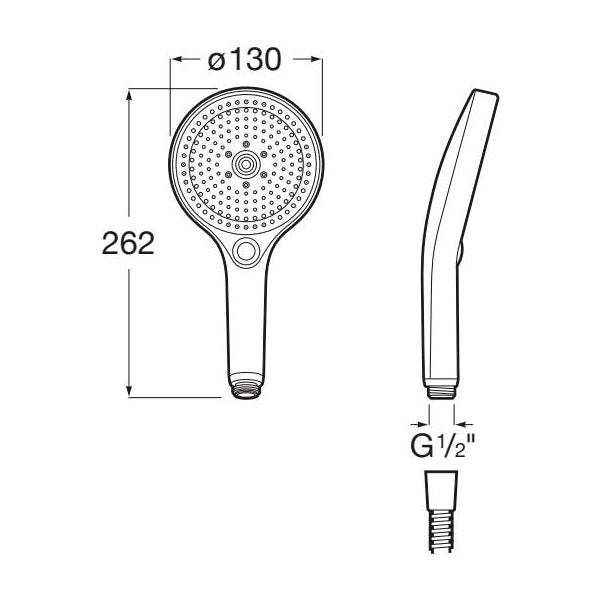 ROCA Douchette Ø 130 mm avec 3 fonctions Rain, Tonic et Pulse