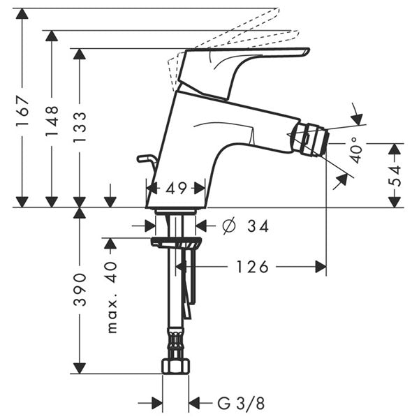 HANSGROHE Mitgieur de bidet Focus avec tirette et vidage 31928000