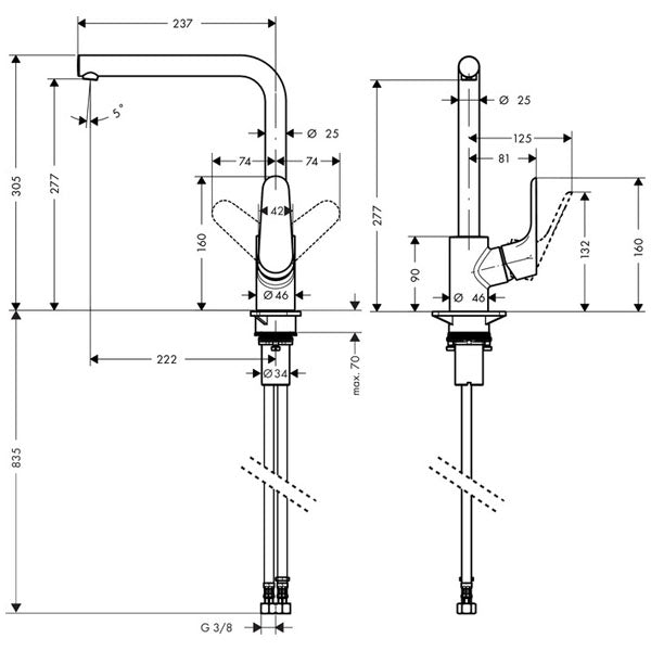 HANSGROHE Mitigeur de cuisine 280 1 jet Focus 31817800