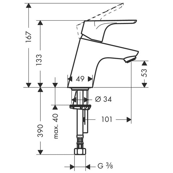 HANSGROHE Mitigeur de lavabo 70 Focus sans tirette ni vidage 31733000