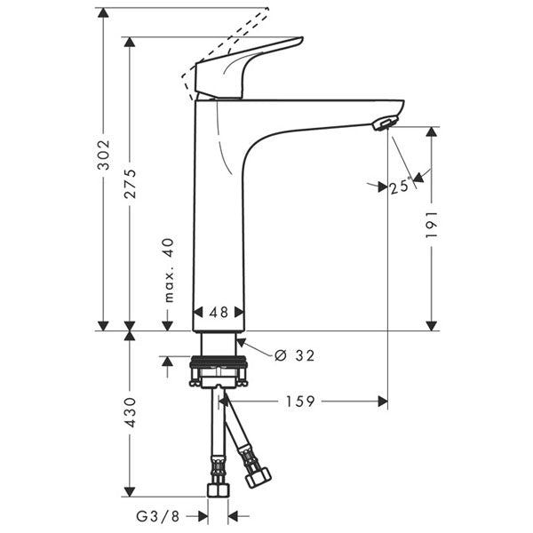 HANSGROHE Mitigeur de lavabo 190 Focus sans tirette ni vidage 31518000