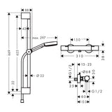 HANSGROHE Set de douche 105 3 jets Pulsify Select S EcoSmart avec barre, flexible et thermostatique Ecostat Fine C3