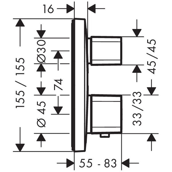 HANSGROHE Set de finition pour mitigeur thermostatique E encastré 15708000