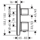 HANSGROHE Set de finition pour mitigeur thermostatique E encastré 15708000