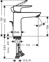 HANSGROHE Mitigeur de lavabo 110 Talis E CoolStart avec tirette et vidage 71713000