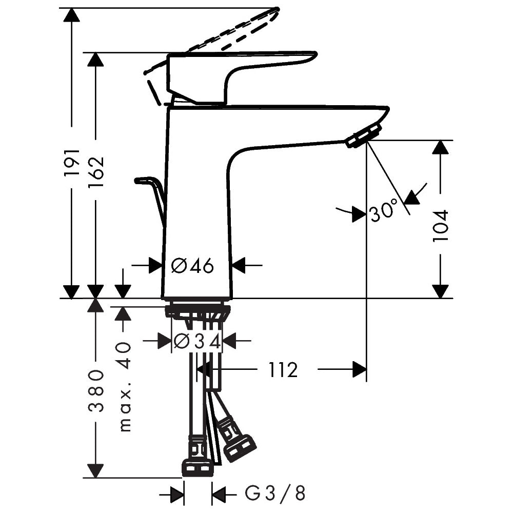 HANSGROHE Mitigeur de lavabo 110 Talis E avec tirette et vidage 71710000
