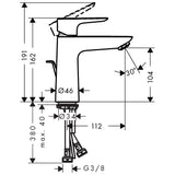 HANSGROHE Mitigeur de lavabo 110 Talis E avec tirette et vidage 71710000