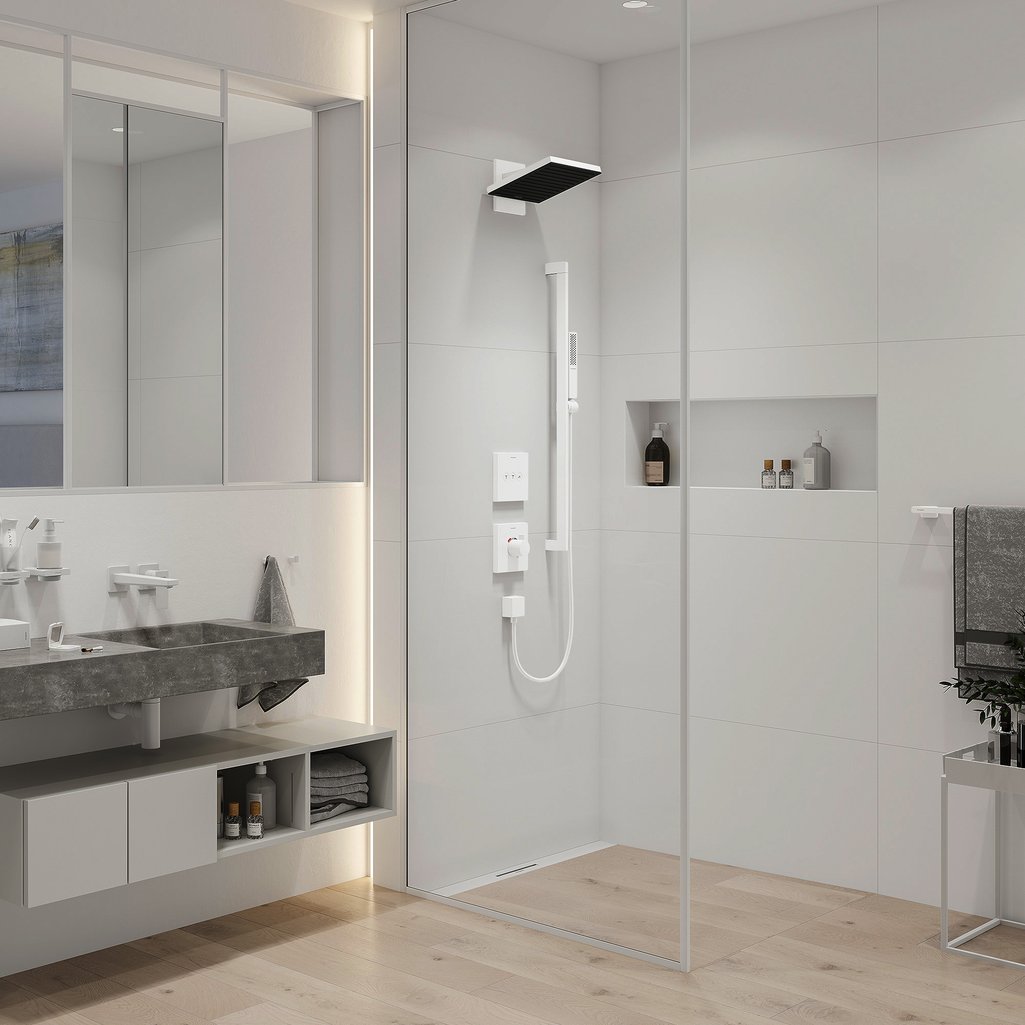 HANSGROHE Pulsify E Douchette stick 100 1 jet EcoSmart, blanc mat - Mister PRO