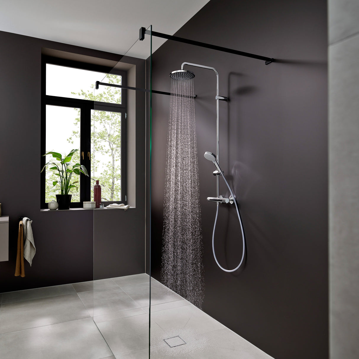 HANSGROHE Colonne de douche 200 1 jet Vernis Blend Ecosmart avec mitigeur thermostat 26089000ique