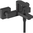 Mitigeur bain-douche Hansgrohe noir mat, robinet mural design moderne.