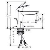 HANSGROHE Mitigeur de lavabo 110 Logis Fine CoolStart avec tirette et vidage 71254000