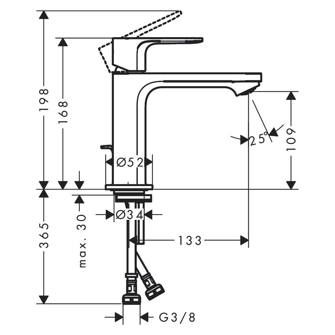 HANSGROHE Mitigeur de lavabo 110 Rebris S coolstart avec tirette et vidage 72519000
