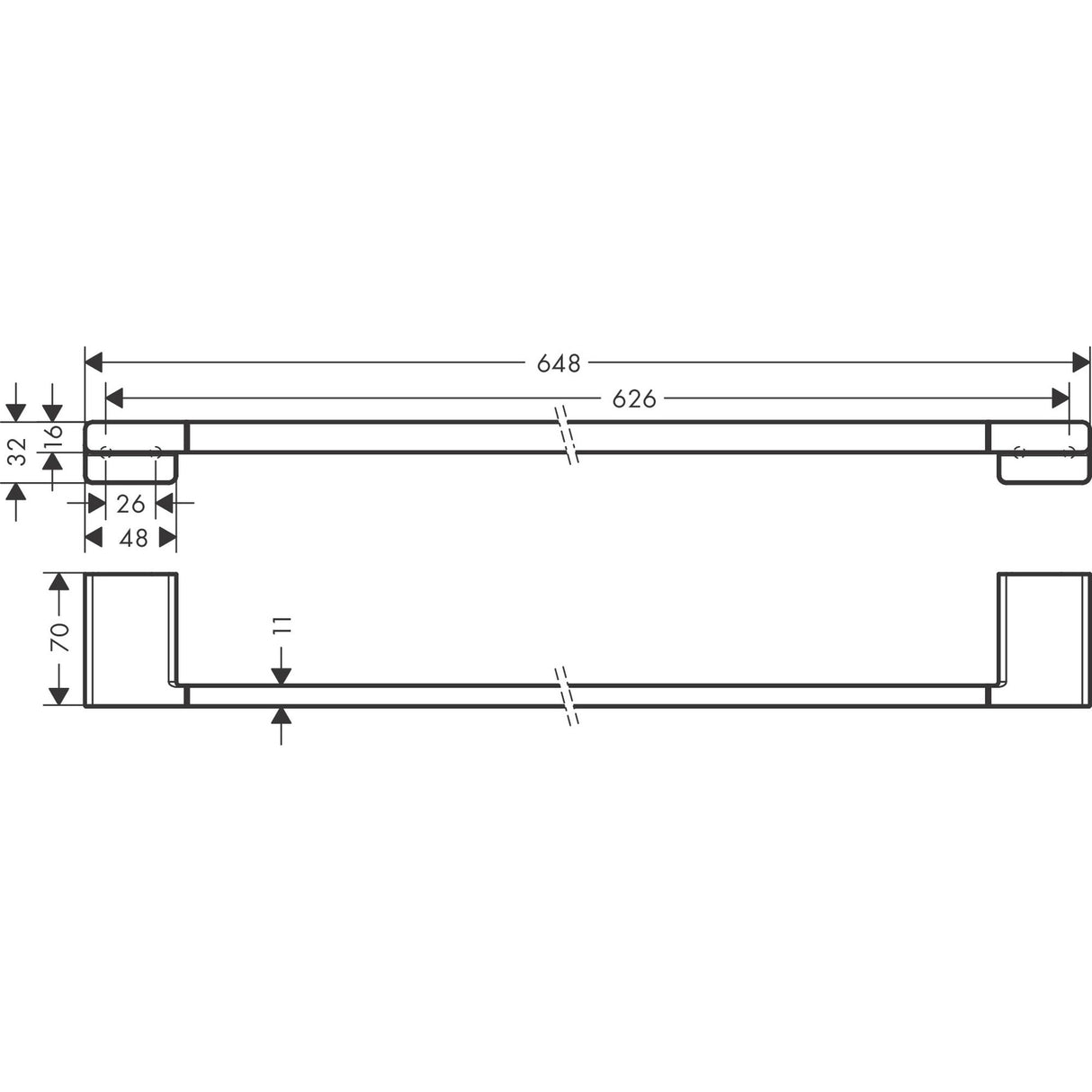 HANSGROHE Porte serviette 648mm AddStoris