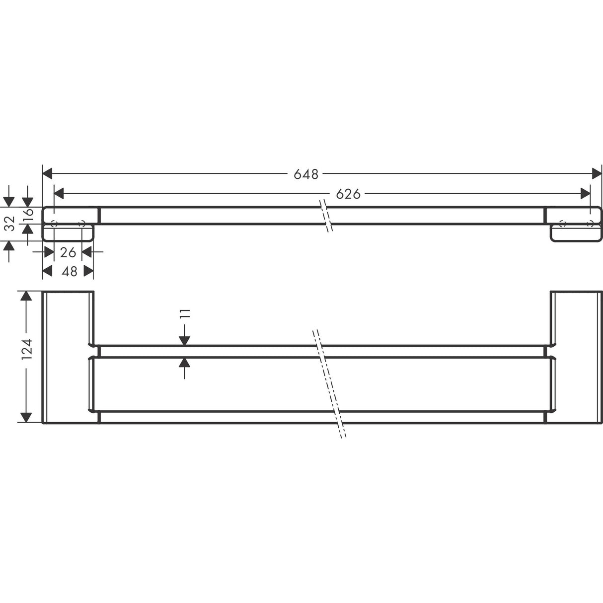 HANSGROHE Porte serviette double 648mm AddStoris