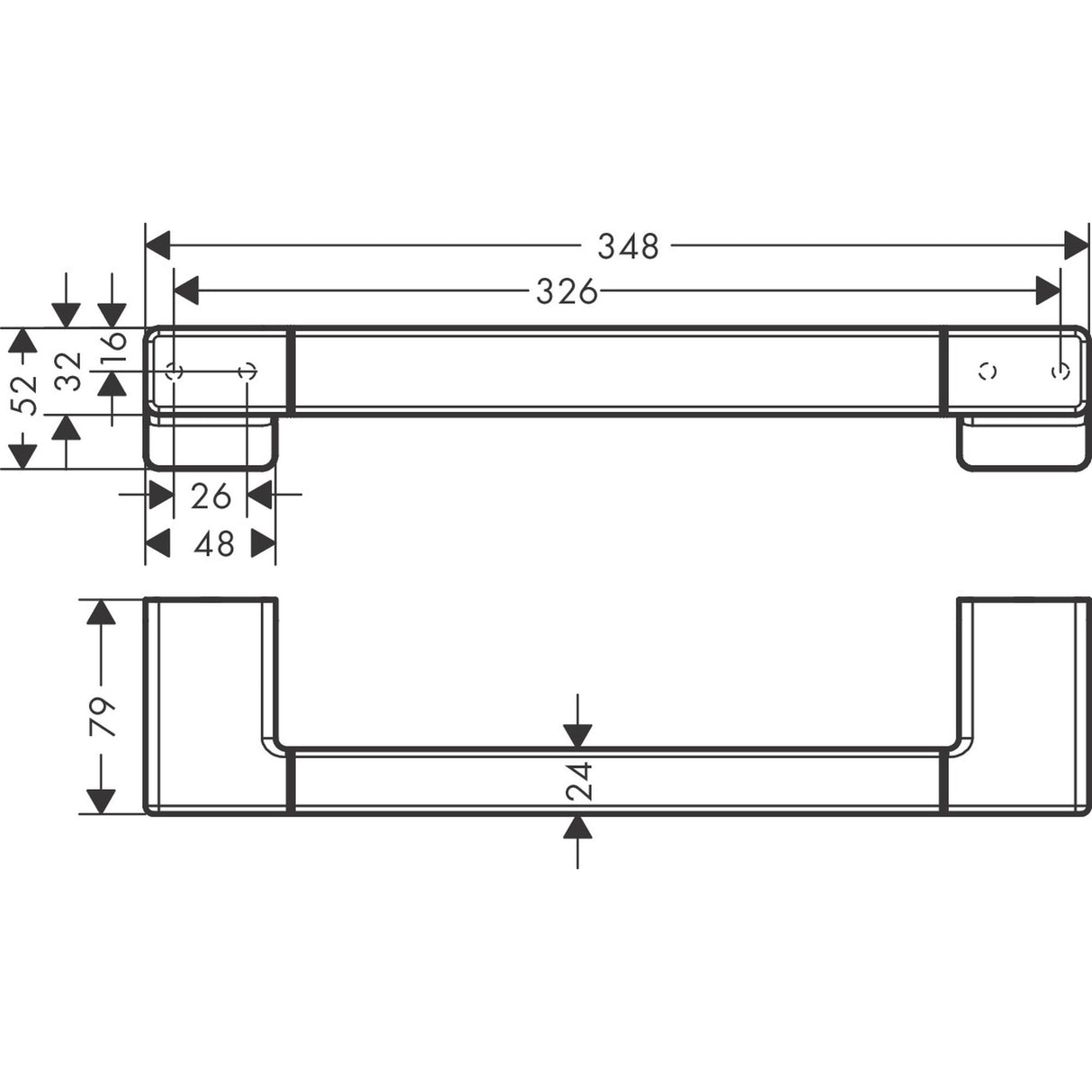 HANSGROHE Poignée appui 348mm AddStoris